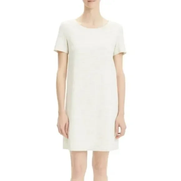 Theory | Dresses | Theory Linen Blend Shift Dress In Sharkskin Crunch  Oatmeal M | Poshmark